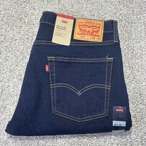 NWT Levis 513 Slim Straight Jeans Mens 36x30 Blue Dark Wash Stretch Denim Pants